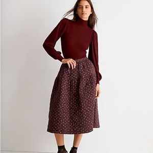 Quilted crinkle cotton midi skirt